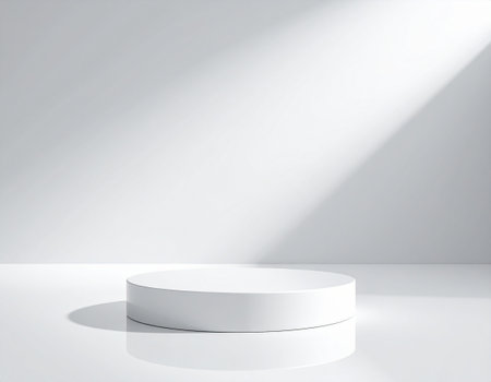 White podium on a white background. 3d rendering, 3d illustrationの素材