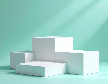 3d render of white podium for product presentation in minimal style.の素材