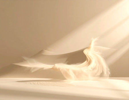 White feather on a white background in the rays of the sun.の素材