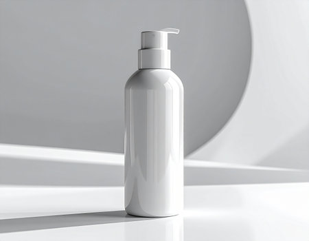 White cosmetic bottle mockup on a white background. 3d renderingの素材