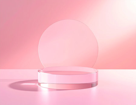 3d render of podium for product display. Abstract minimal scene with empty round stage.の素材