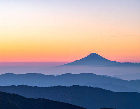 Mt.Fuji at sunrise in Yamanashi, Japanの素材