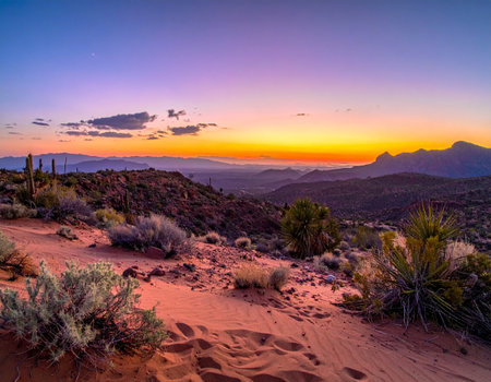 Sunset over the desert in Organ Pipe Cactus National Monument, Arizonaの素材
