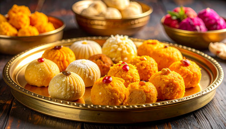 Rava Laddu or Semolina Laddoo Or Rawa Ladu, a popular sweet dish from Maharashtra, Indiaの素材