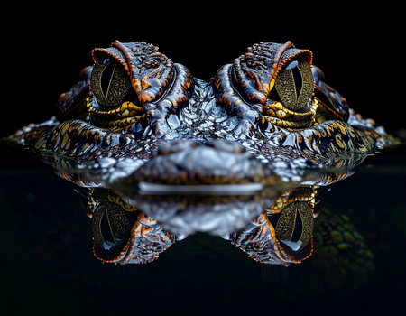 3D rendering of a fantasy dragon isolated on black background with reflectionの素材