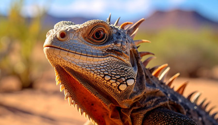 iguana in the desert of karijini national park, western australiaの素材