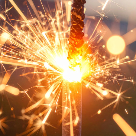 sparkler on the background of the night sky, abstract backgroundの素材