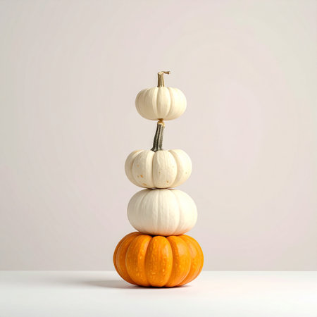 Pumpkins on a white background. 3d render. Autumn concept.の素材