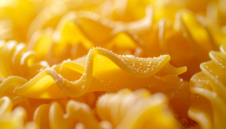 close-up of fusilli pasta with water drops on itの素材