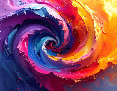 Abstract background of acrylic paint in blue, red, yellow and purple tonesの素材