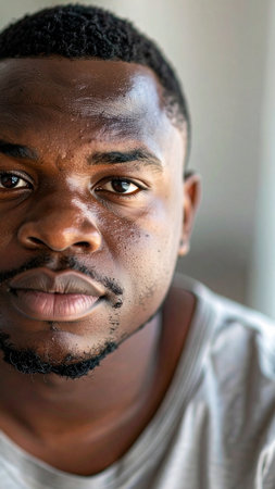 Portrait of a young african man looking at the camera.の素材