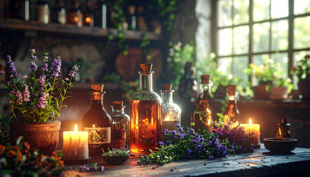 Witchcraft magic potion. Witchcraft concept. Halloween background.の素材