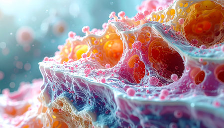 3d illustration of cancer cell, cancer cell, tumor cells.の素材