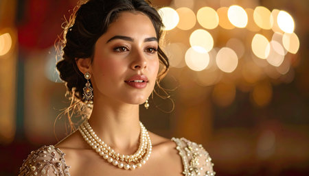 Portrait of a beautiful girl in a white dress on the background of the night cityの素材