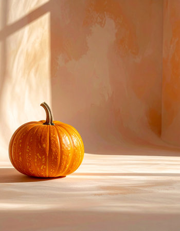 Pumpkin on a background of orange wall. Halloween concept.の素材