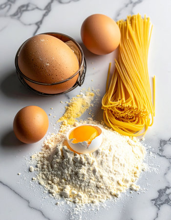 ingredients for italian pastale background, food closeupの素材