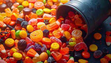 Assorted colorful candies. Top view. Jelly  sweets background.の素材