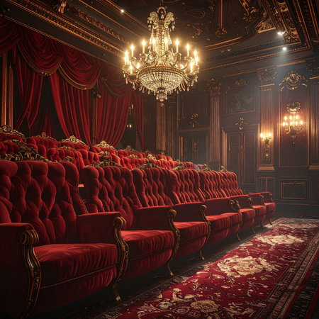 Classic interior of the royal palace with red leather sofas. 3d renderの素材