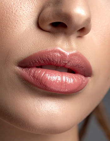 Beautiful woman's lips close-up. Perfect makeup. Beauty, fashion.の素材