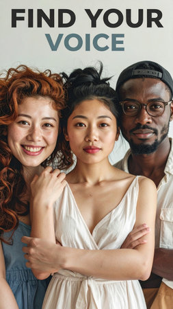 Portrait of diverse group of asian and caucasian people.の素材