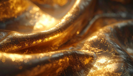 Close-up of golden fabric texture. Abstract background. 3d rendering.の素材
