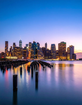 Boston Skyline at Dusk, Boston, Massachusetts, United States.の素材