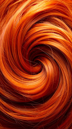 Curly orange hair texture as a background. Close-up.の素材