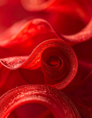close up of a red satin ribbon - shallow depth of fieldの素材