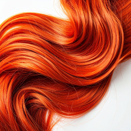 highlight hair texture abstract fashion style background.red hair on whiteの素材