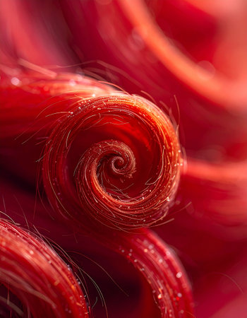 close up of a red hair curling in the wind. macroの素材