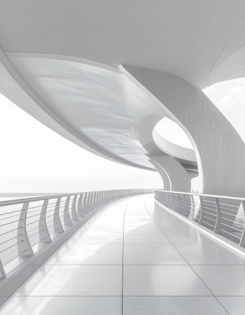 Abstract architecture background, empty modern interior. 3d render illustration.の素材