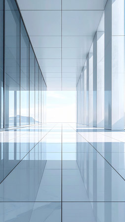 3D render of modern architecture. Skyscraper building interior.の素材