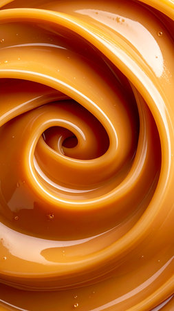 Caramel swirls on a white background. Shallow dof.の素材