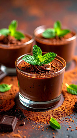 Classic tiramisu dessert in a glass on a dark concrete background. Selective focus.の素材