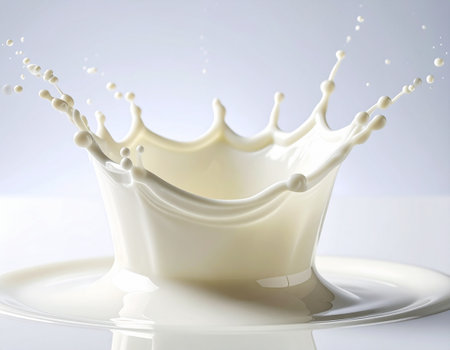 milk splash isolated on white background. 3d render illustration.の素材