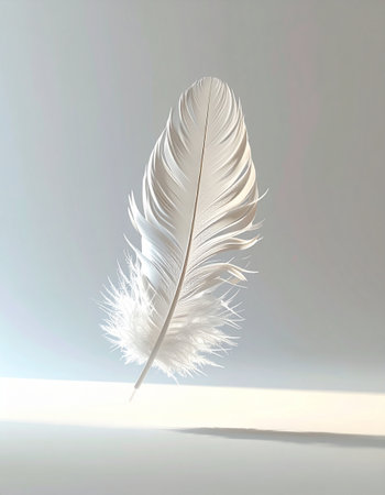Feather of a bird on a white background. 3d renderの素材