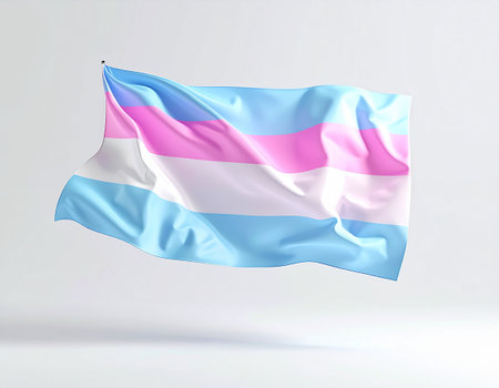 lgbt flag fluttering in the wind on a white backgroundの素材