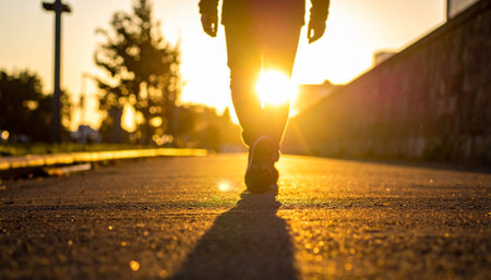 Runner athlete running at sunrise. woman fitness jogging workout wellness concept.の素材