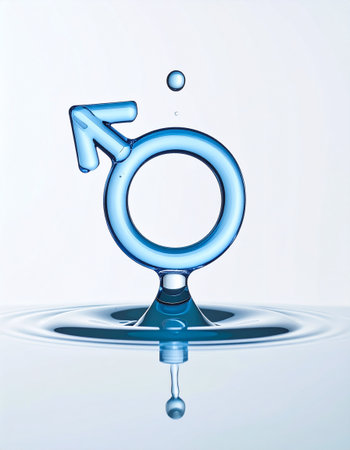 Symbol of male gender in water. 3D rendered Illustration.の素材