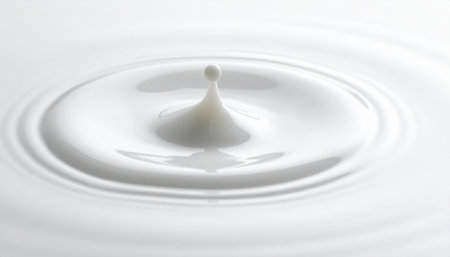 close up of a drop of milk falling into the water on white backgroundの素材