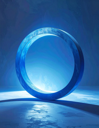 Abstract blue background with circle, 3d render, toned imageの素材