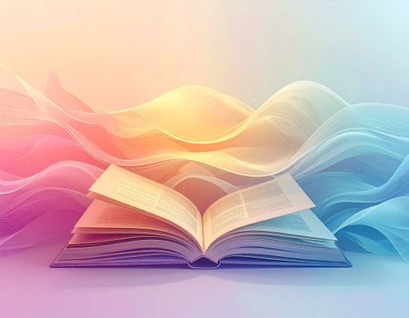 Open book on colorful abstract background. Vector illustration. Eps 10.の素材