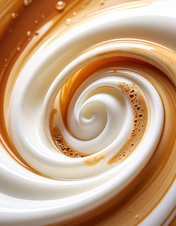 Coffee swirls on white background. Close-up.の素材
