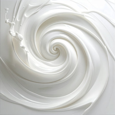 White cream swirl on a white background. 3d rendering, 3d illustration.の素材