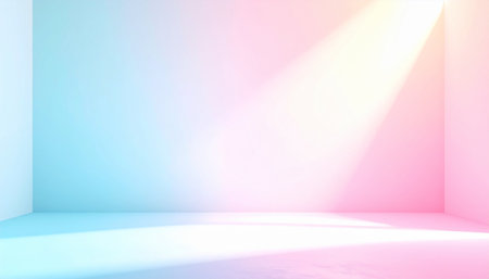 3d render of empty room with white floor and pink wall backgroundの素材