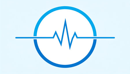Heartbeat pulse icon on blue background. Medical and healthcare concept.の素材