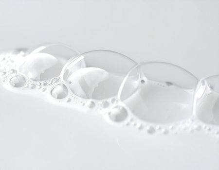 Soap bubbles on a white background. Shallow DOF.の素材