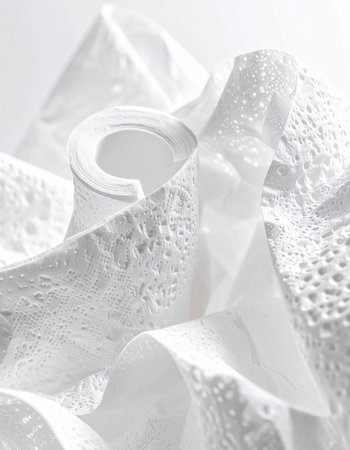 White toilet paper on a white background. Shallow DOF.の素材