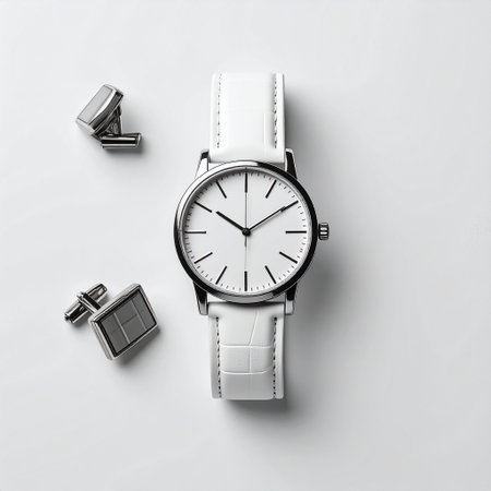 Men's wristwatch on a white background. View from above.の素材
