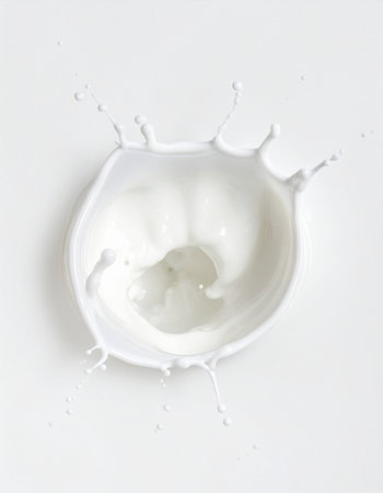 splashing milk isolated on white background. close up of milk splashの素材